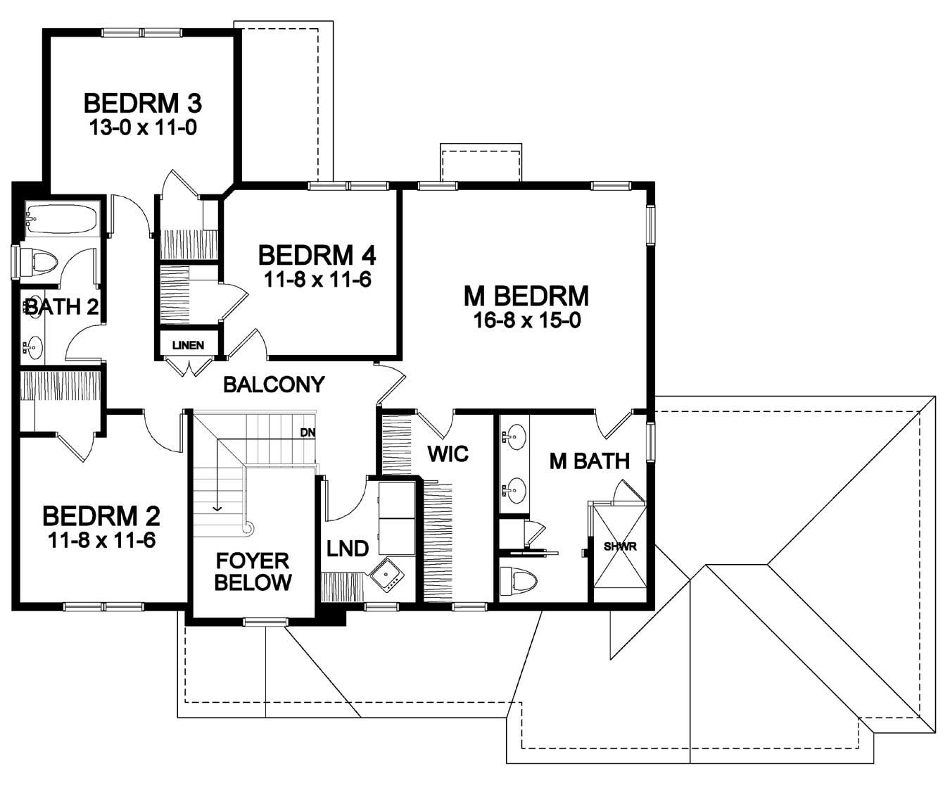 four bedrooms on second floor